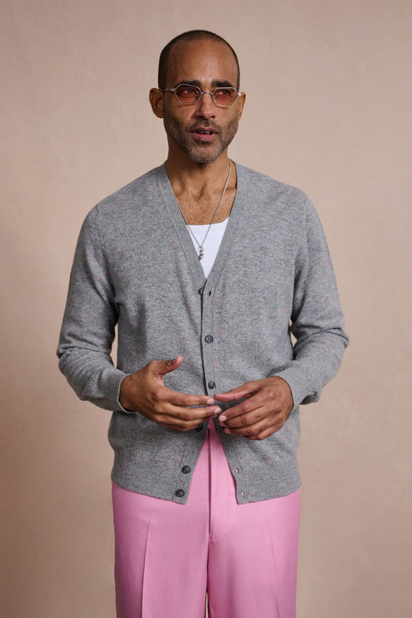 Made-to-Measure Donegal Flecked Cashmere Cardigan