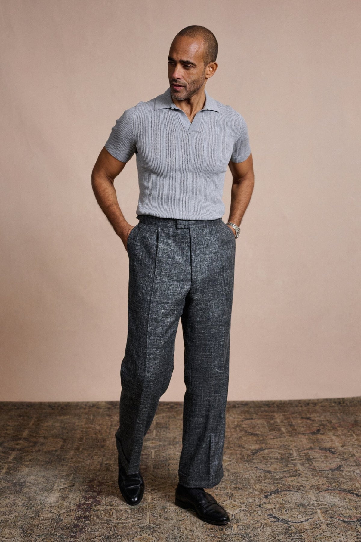Wool, Silk & Linen Hopsack Trouser