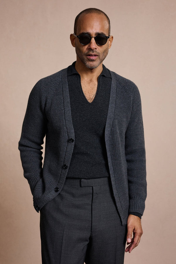 Crawford Ribbed Merino Cardigan