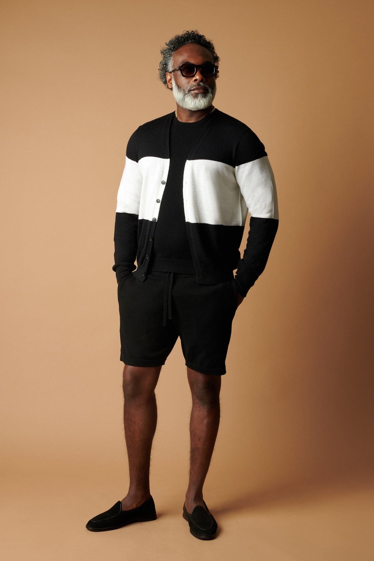 Steph Fine Merino Color-Blocked Cardigan