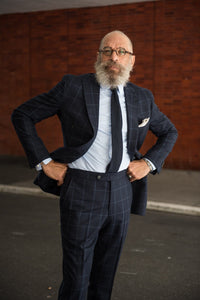 Color: Navy Windowpane